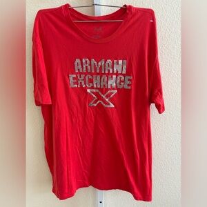Armani Exchange Chainmail Graphic Tee in Red - Size XL